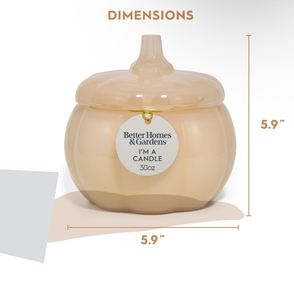 Better Homes & Gardens Salted Coconut Mahogany 3-Wick Glass Pumpkin 30oz Candle - Picture 2 of 13